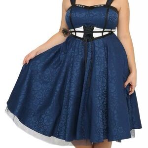 Dr Who Navy Tardis Dress with Black Lace-Up and White Band